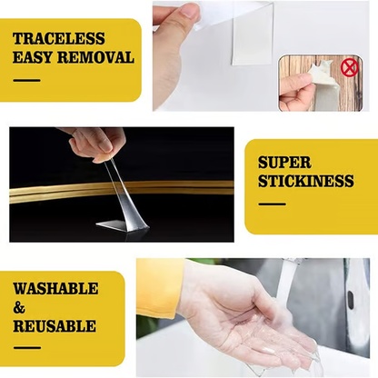 Transparent Magic Nano Tape Double Sided Grip Reusable Home Tape Traceless Glue⭐ - Mozmade