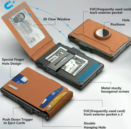 🔥 RFID Slim Wallet for Men – Pop-Up Card Holder