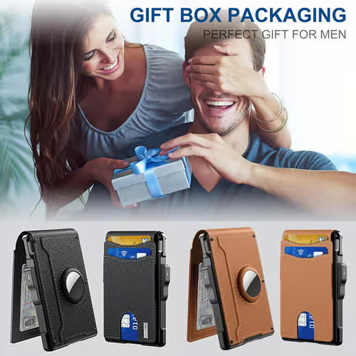 🔥 RFID Slim Wallet for Men – Pop-Up Card Holder