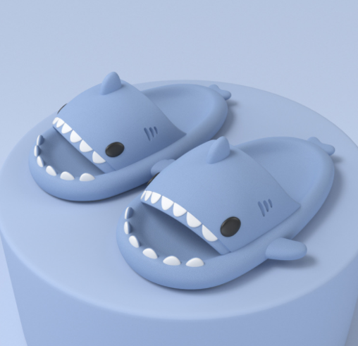 Adult's Slippers Indoor Outdoor Funny Shark Cartoon - Mozmade