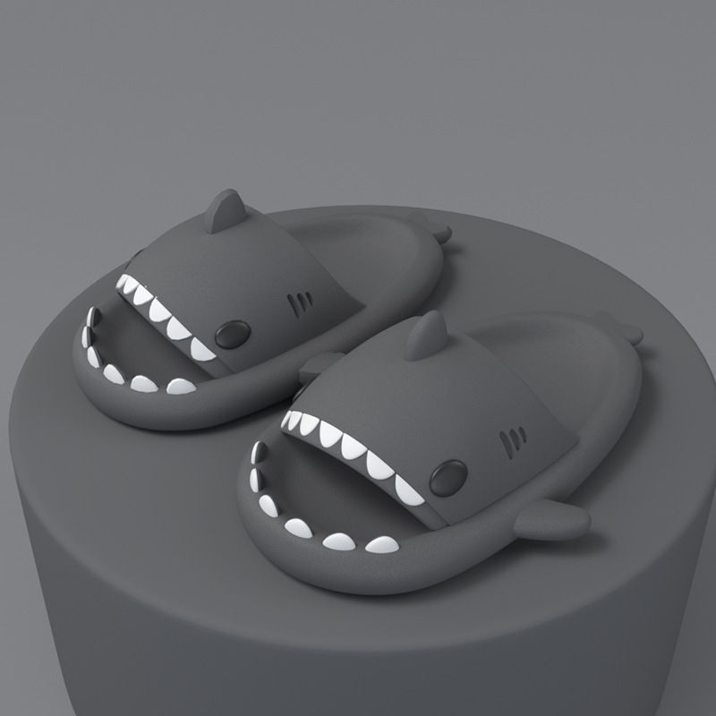 Adult's Slippers Indoor Outdoor Funny Shark Cartoon - Mozmade