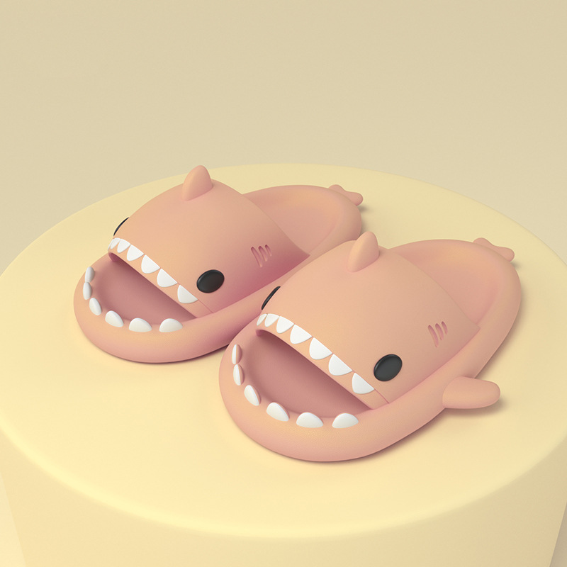 Adult's Slippers Indoor Outdoor Funny Shark Cartoon - Mozmade