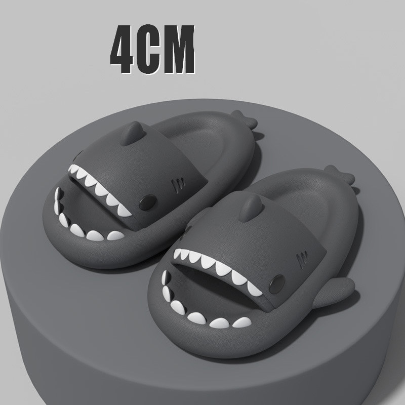 Adult's Slippers Indoor Outdoor Funny Shark Cartoon - Mozmade