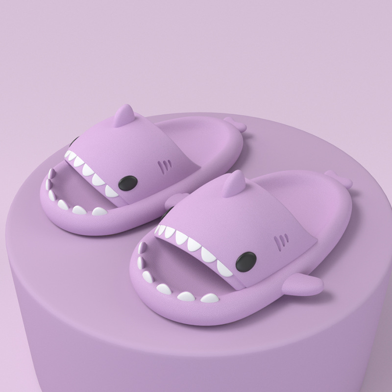 Adult's Slippers Indoor Outdoor Funny Shark Cartoon - Mozmade