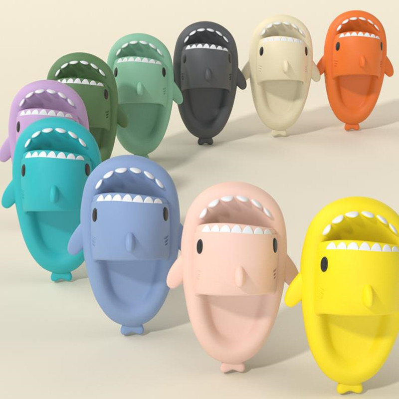 Adult's Slippers Indoor Outdoor Funny Shark Cartoon - Mozmade