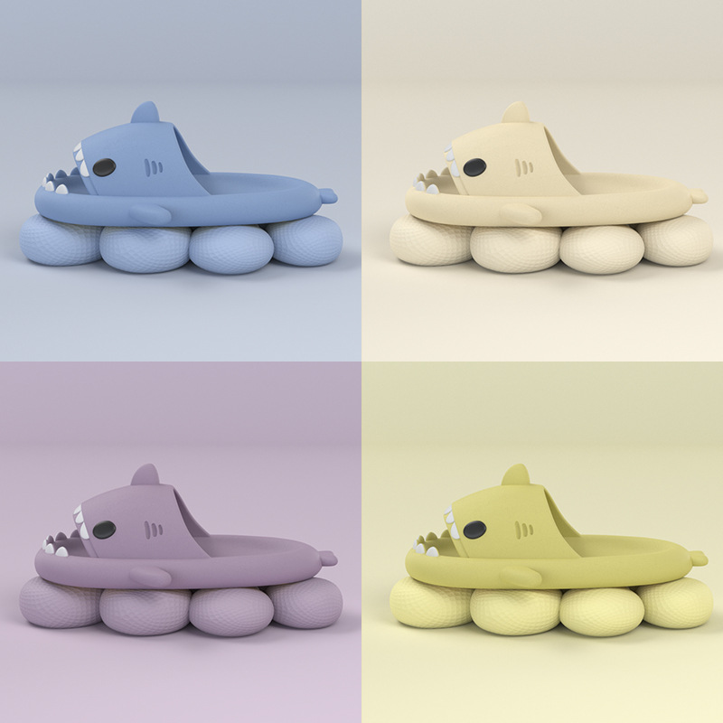 Adult's Slippers Indoor Outdoor Funny Shark Cartoon - Mozmade