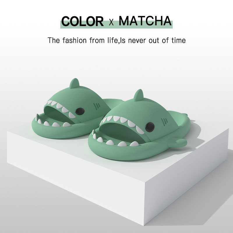 Adult's Slippers Indoor Outdoor Funny Shark Cartoon - Mozmade