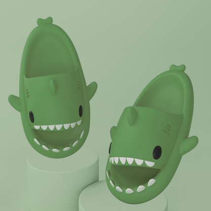 Adult's Slippers Indoor Outdoor Funny Shark Cartoon - Mozmade