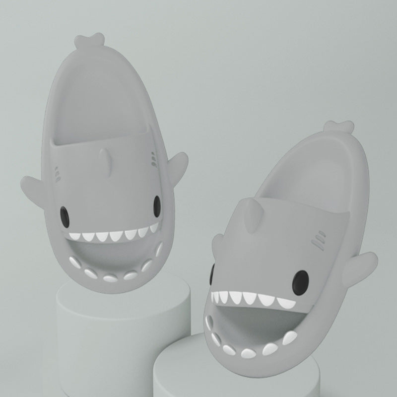 Adult's Slippers Indoor Outdoor Funny Shark Cartoon - Mozmade