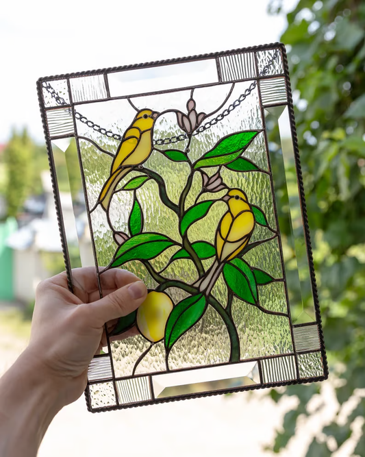 Cardinal Stained Window Panel