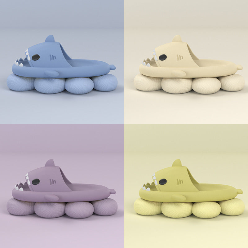 Adult's Slippers Indoor Outdoor Funny Shark Cartoon - Mozmade