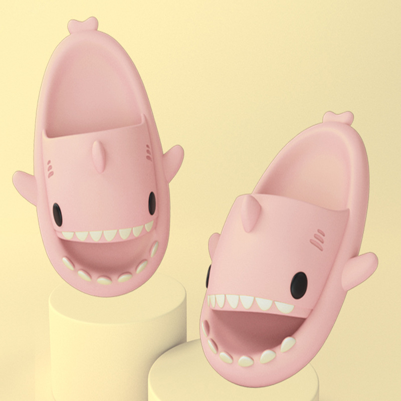 Adult's Slippers Indoor Outdoor Funny Shark Cartoon - Mozmade