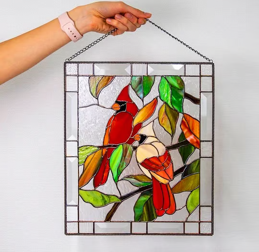 Cardinal Stained Window Panel