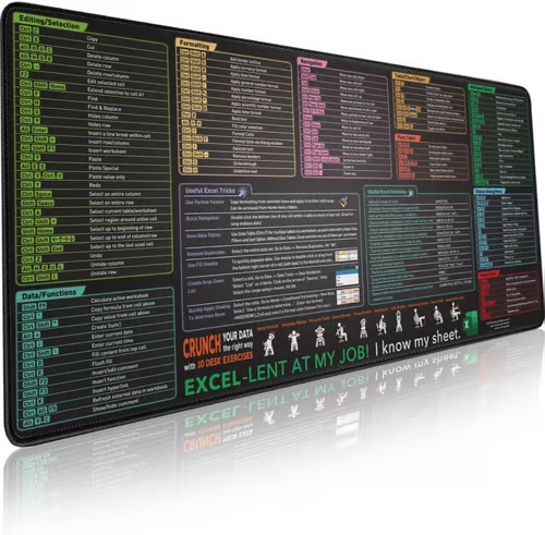 Excel Cheat Sheet Desk Mat