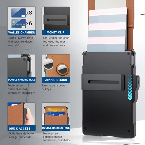 🔥 RFID Slim Wallet for Men – Pop-Up Card Holder