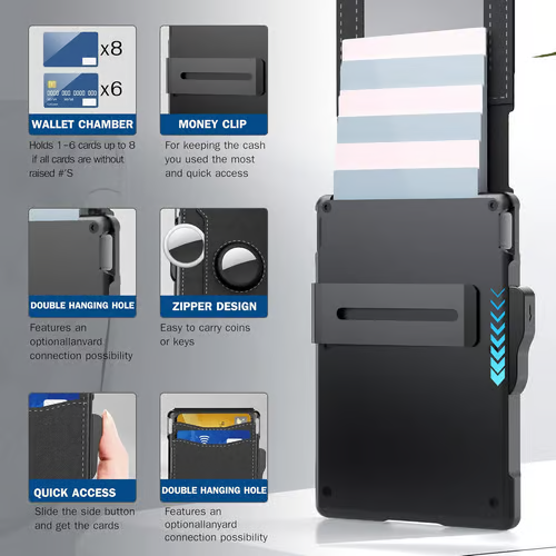 🔥 RFID Slim Wallet for Men – Pop-Up Card Holder