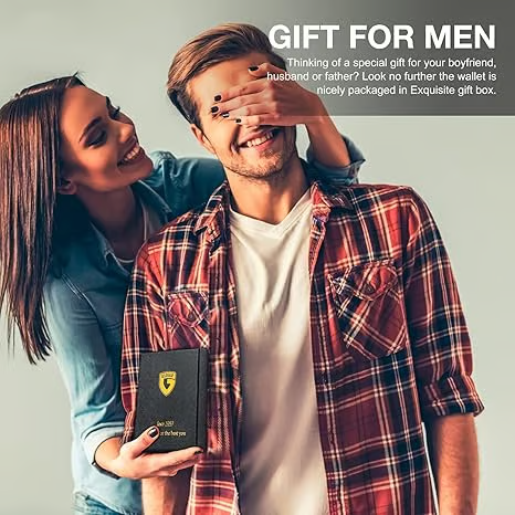 Men's Slim Leather RFID Blocking Wallet - Minimalist Carbon Fiber Bifold - Mozmade