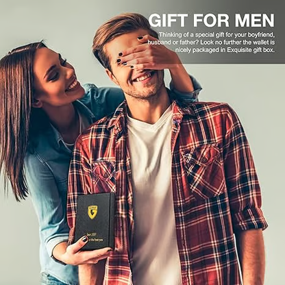 Men's Slim Leather RFID Blocking Wallet - Minimalist Carbon Fiber Bifold - Mozmade