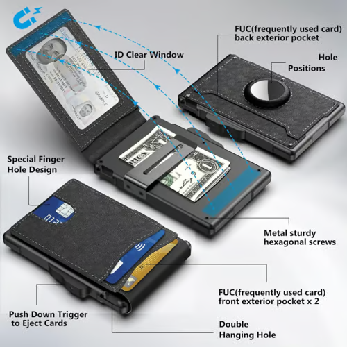 🔥 RFID Slim Wallet for Men – Pop-Up Card Holder